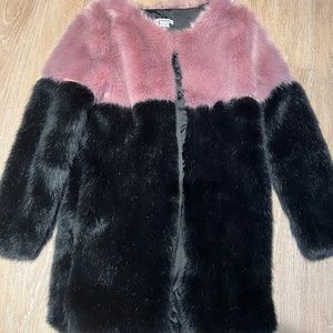 Two Toned Faux Fur Coat